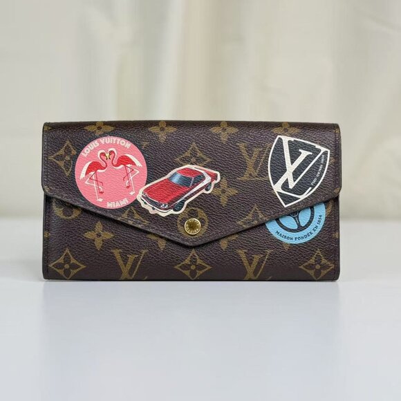 Louis Vuitton Monogram Canvas Limited Edition Wallet with Unique Stickers - Picture 1 of 8